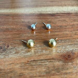 Silver and Gold ball earring studs missing the back post ( both sets)